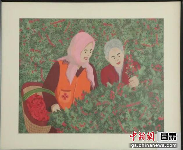 靖遠(yuǎn)縣枸杞種植業(yè)帶動(dòng)10多萬農(nóng)民脫貧致富。刺繡 王明風(fēng) 繡稿 胡靜