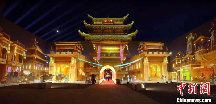 2024年7月15日，甘肅嘉峪關開啟“夜游”模式。圖為夜游燈光劇《天下嘉峪關》光影效果。(甘肅嘉峪關關城景區(qū)供圖)