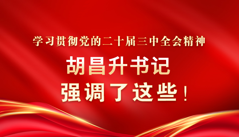 圖解|學(xué)習(xí)貫徹黨的二十屆三中全會(huì)精神 胡昌升書記強(qiáng)調(diào)了這些！